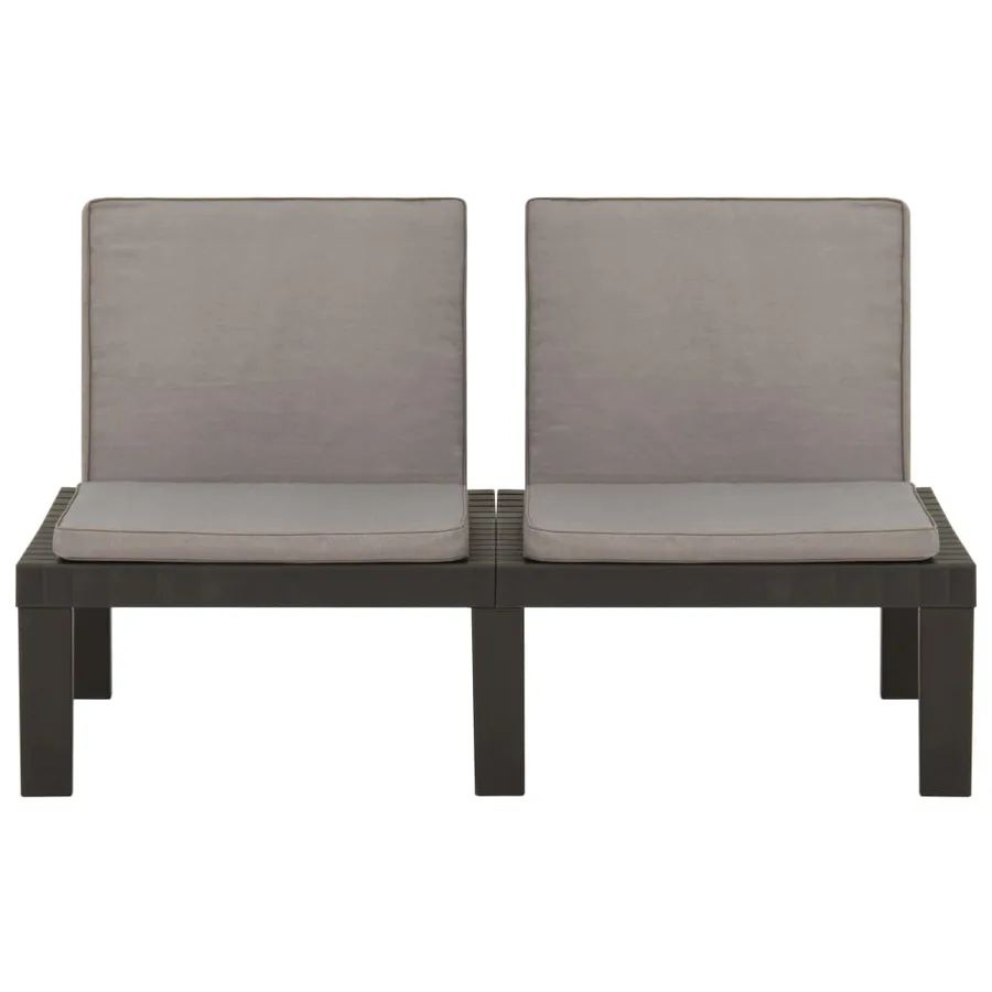 Banc de salon de jardin avec coussin Plastique Gris - 2