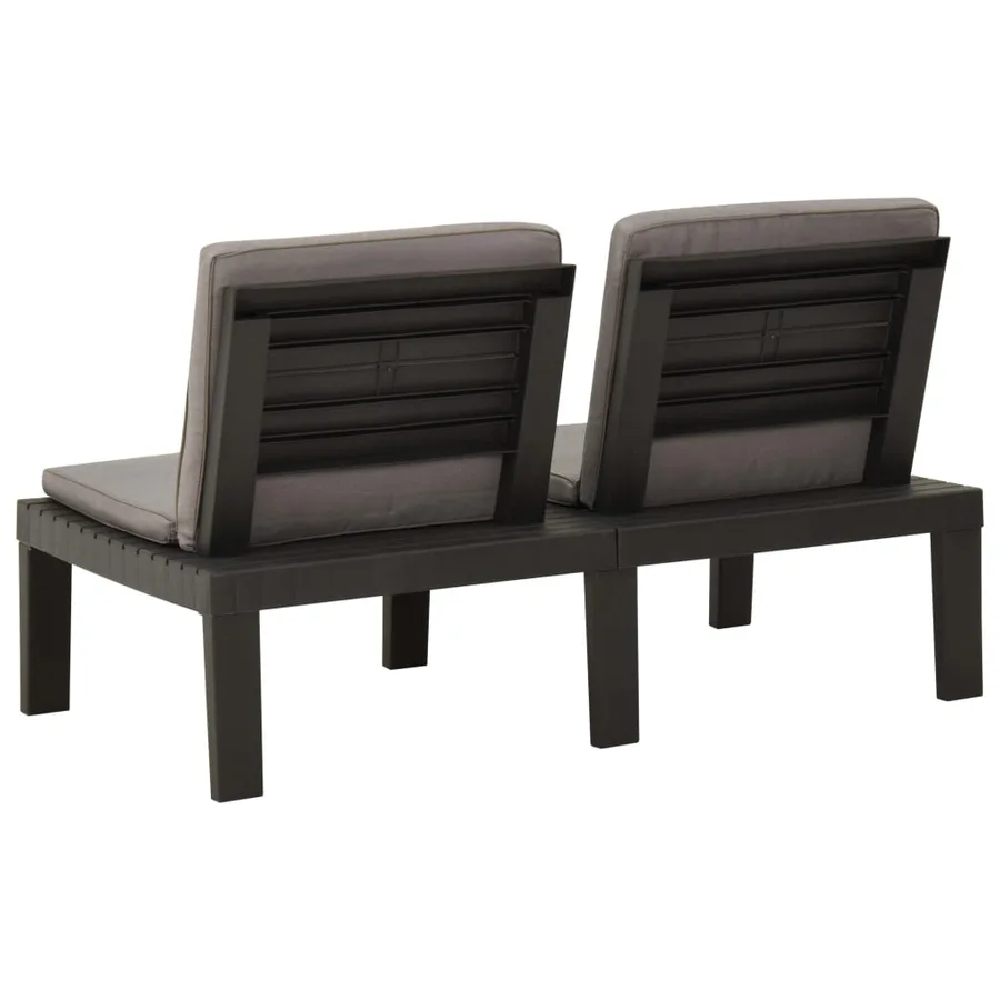 Banc de salon de jardin avec coussin Plastique Gris - 3