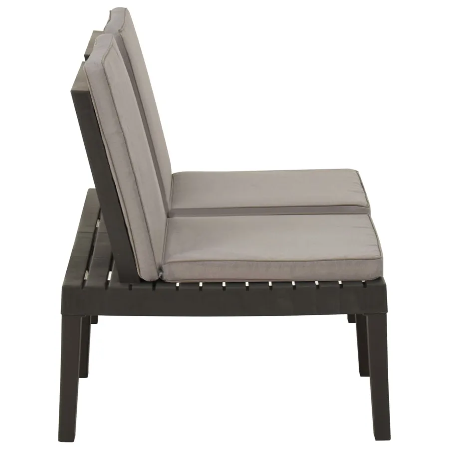 Banc de salon de jardin avec coussin Plastique Gris - 4