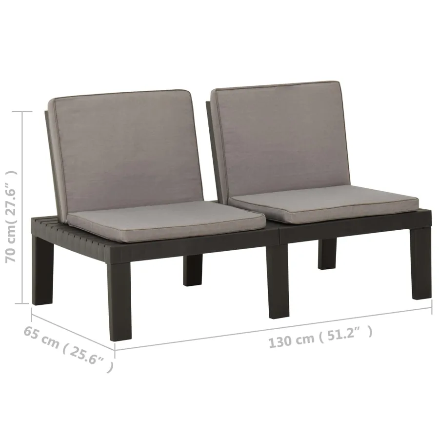 Banc de salon de jardin avec coussin Plastique Gris - 6