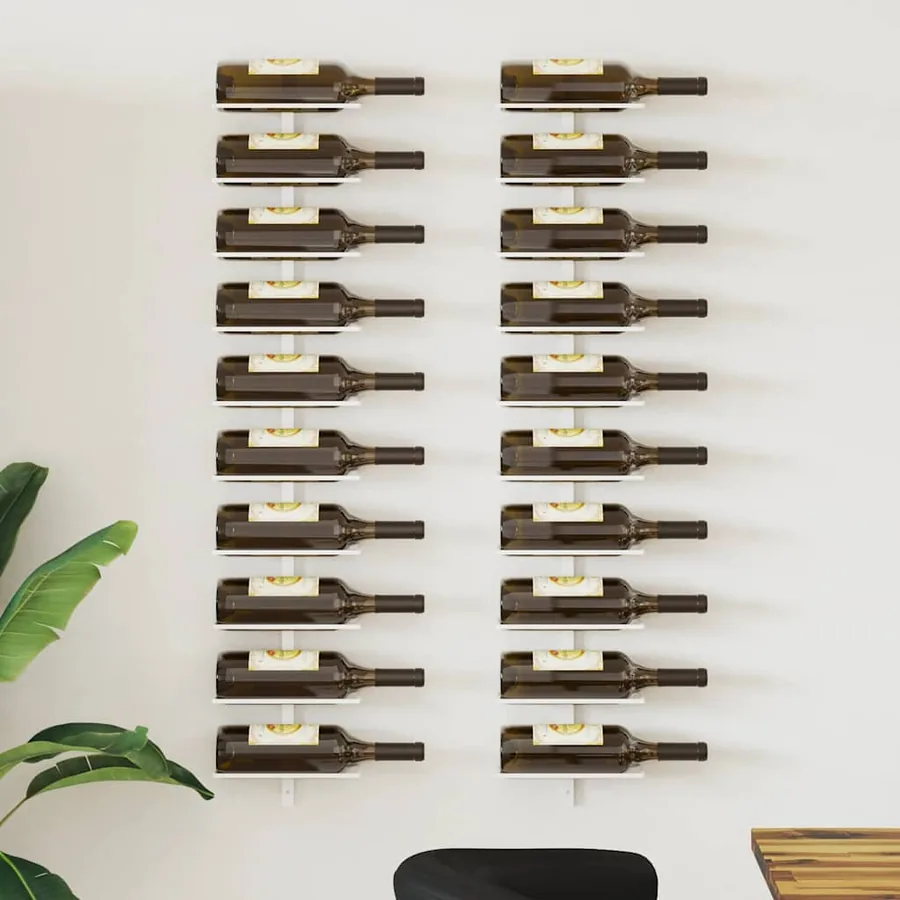 Casier à vin mural pour 10 bouteilles 2 pcs Blanc Métal