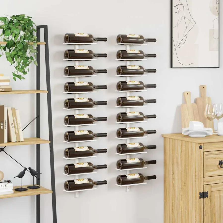 Casier à vin mural pour 10 bouteilles 2 pcs Blanc Métal - 3