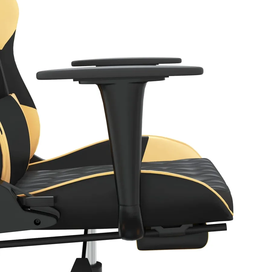 Chaise de jeu de massage avec repose-pied Noir&Doré Similicuir - 9