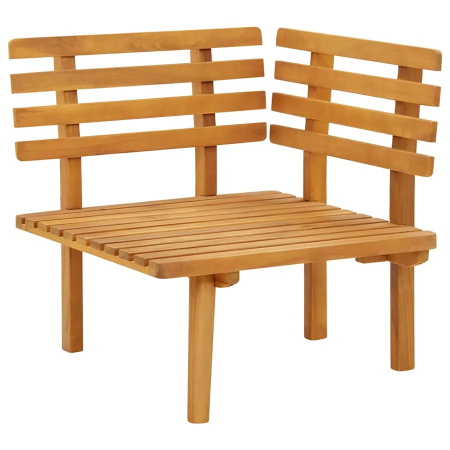 Canapé d'angle de jardin avec coussins bois d'acacia massif - 7