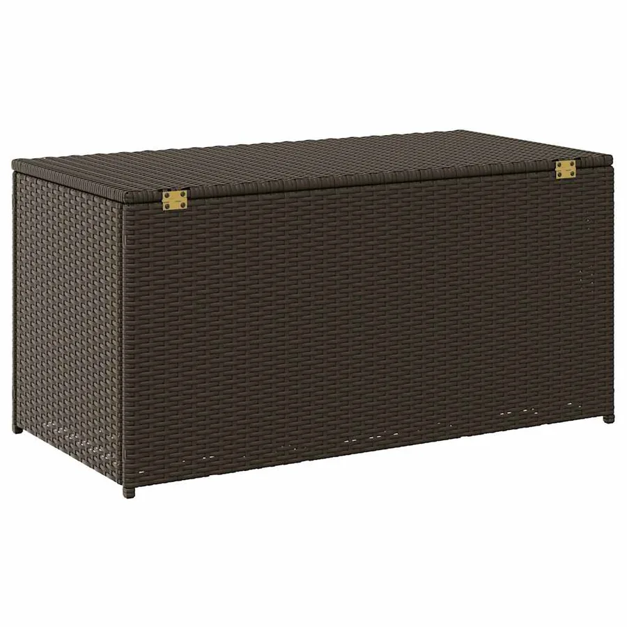 Boîte de rangement de jardin résine tressée 100x50x50 cm marron - 6