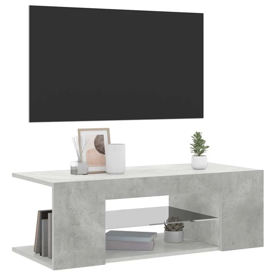 Meuble TV avec lumières LED gris béton 90x39x30 cm - 3