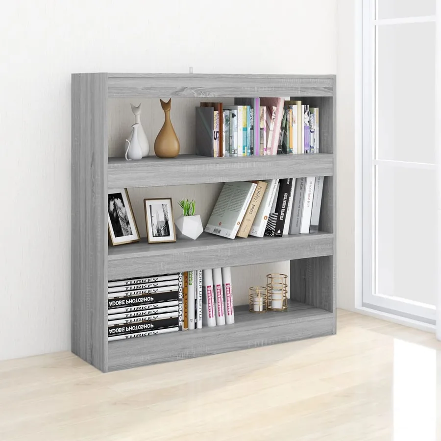Bibliothèque/Séparateur de pièce sonoma gris 100x30x103 cm - 5