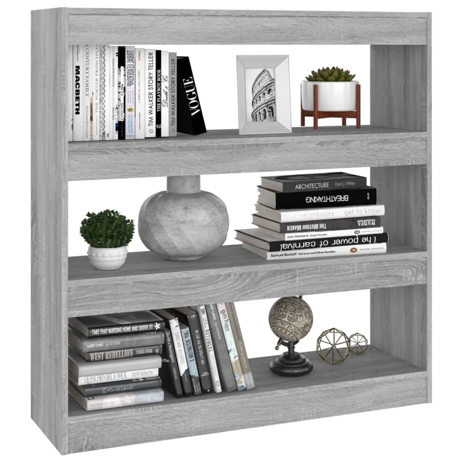 Bibliothèque/Séparateur de pièce sonoma gris 100x30x103 cm - 6