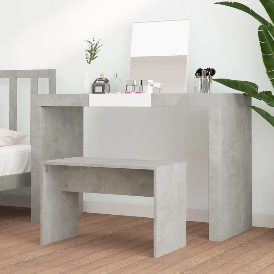 Tabouret de toilette Gris béton 70x35x45 cm Bois d'ingénierie - 3