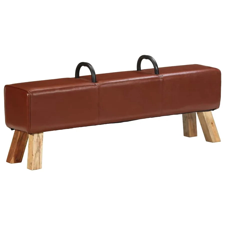 Banc cheval d'arçon vintage Cuir véritable de chèvre - 10
