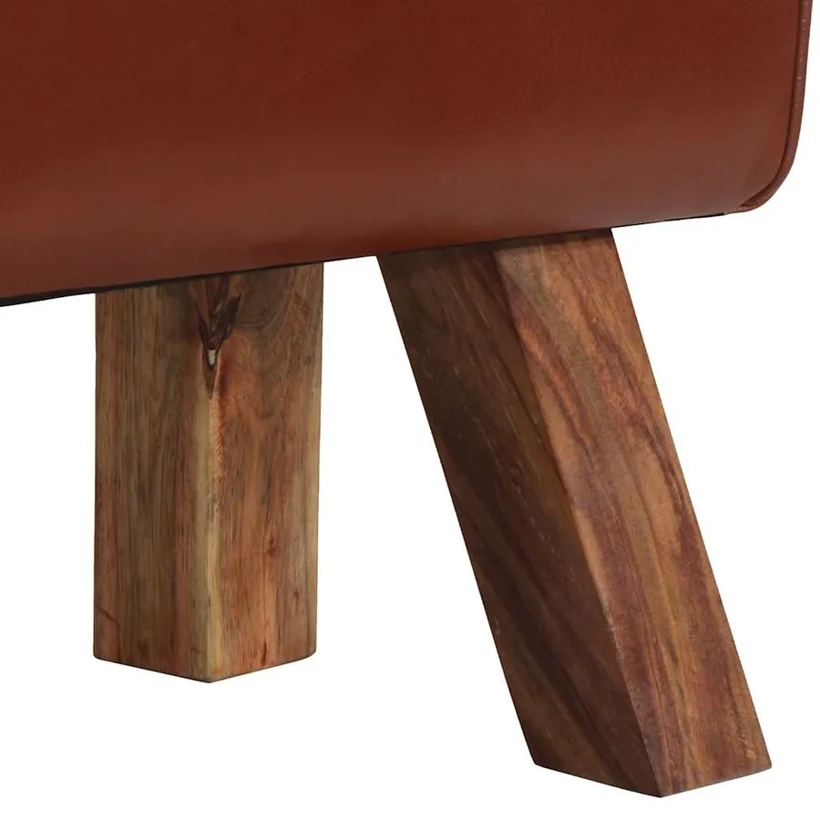 Banc cheval d'arçon vintage Cuir véritable de chèvre - 6