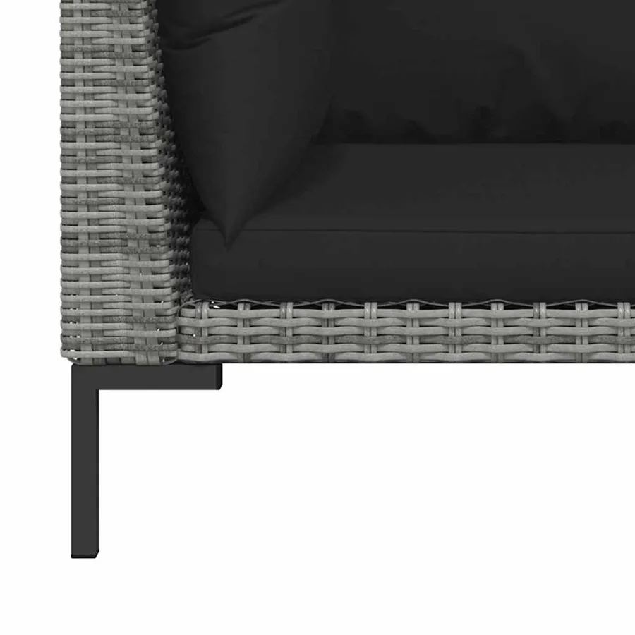 Salon de jardin 3 pcs Gris foncé Résine tressée demi-ronde - 10