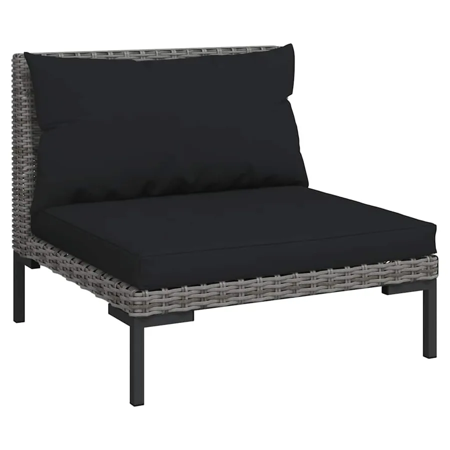 Salon de jardin 3 pcs Gris foncé Résine tressée demi-ronde - 6