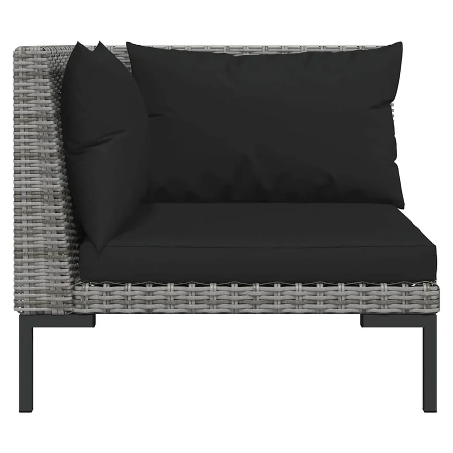 Salon de jardin 3 pcs Gris foncé Résine tressée demi-ronde - 7