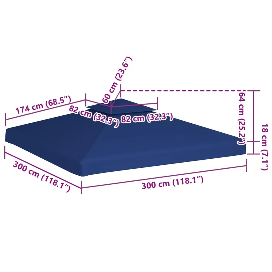 Recouvrement de remplacement d'auvent 310 g/m² 3x3 m Bleu foncé - 6