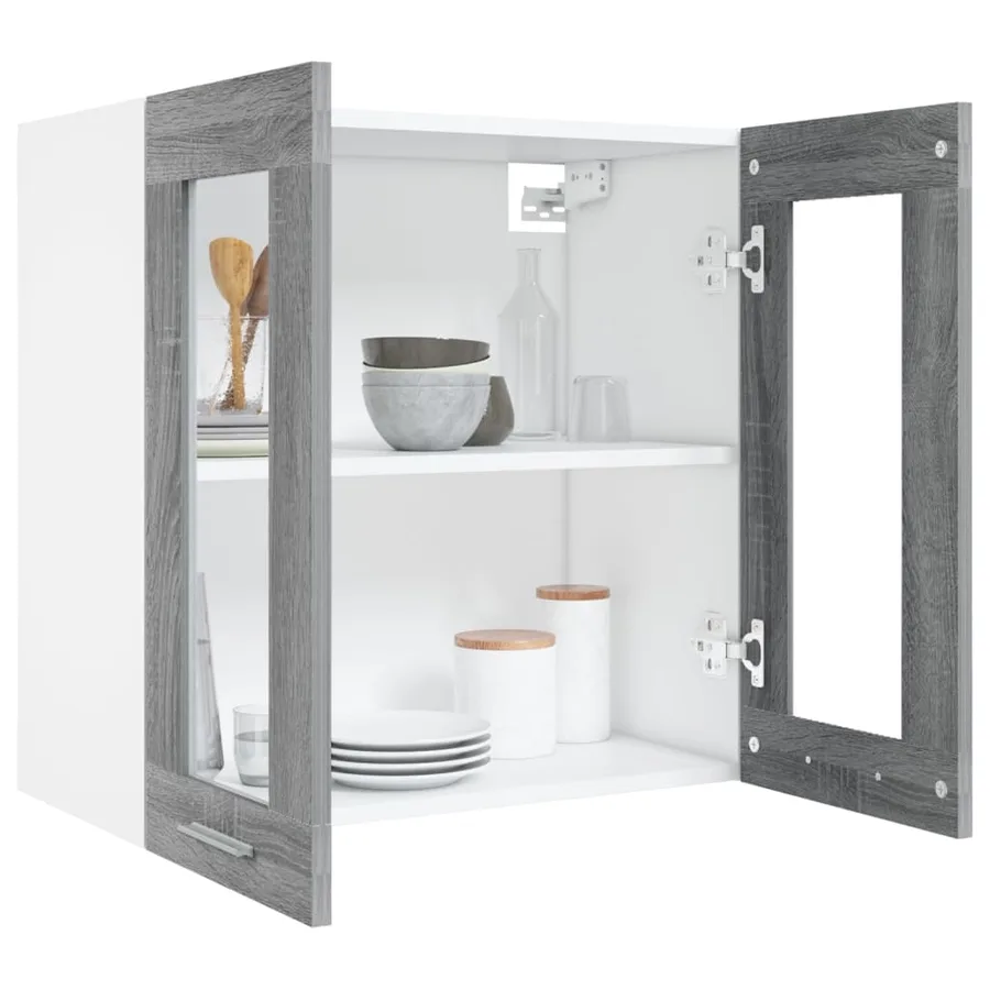 Vitrine suspendue "Lyon" Gris Sonoma 60 x 31 x 60 cm Bois d'ingénierie - 7
