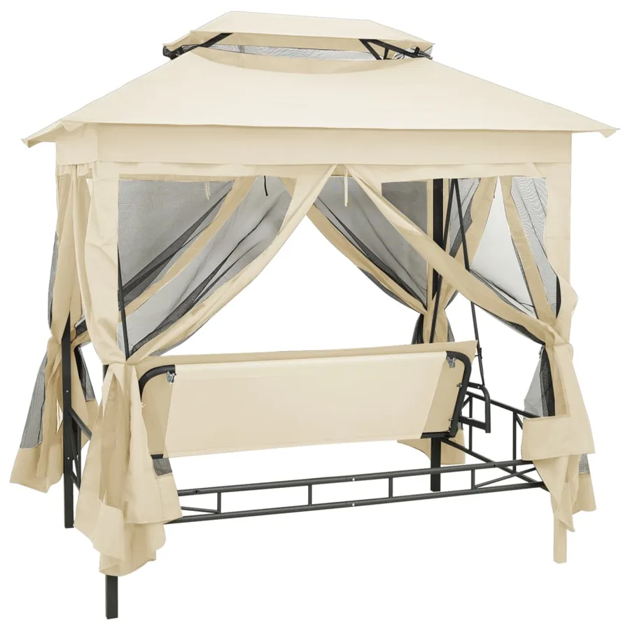 Belvédère convertible en balancelle Blanc crème - 3