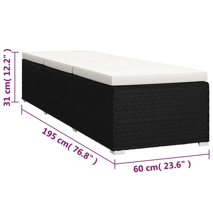 Chaise longue avec coussin et table à thé rotin Blanc crème - 13