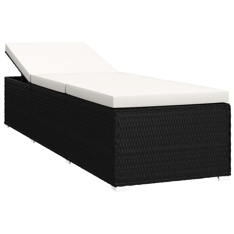 Chaise longue avec coussin et table à thé rotin Blanc crème - 4