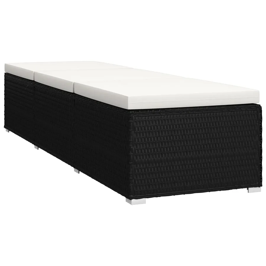 Chaise longue avec coussin et table à thé rotin Blanc crème - 5