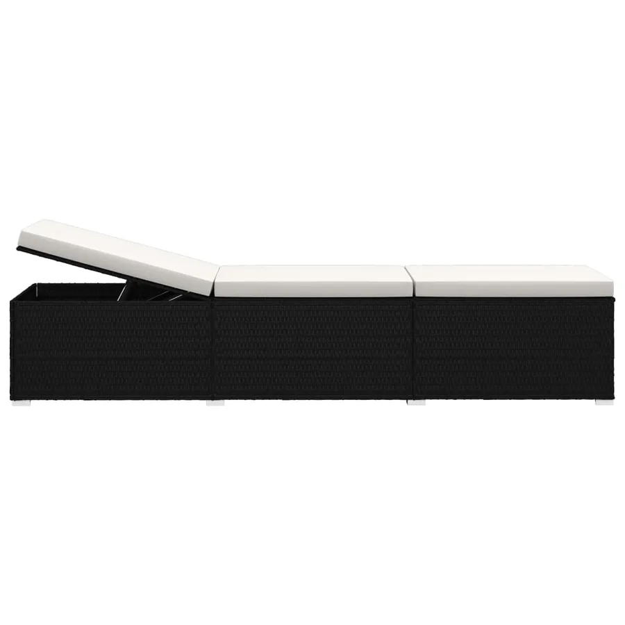 Chaise longue avec coussin et table à thé rotin Blanc crème - 6