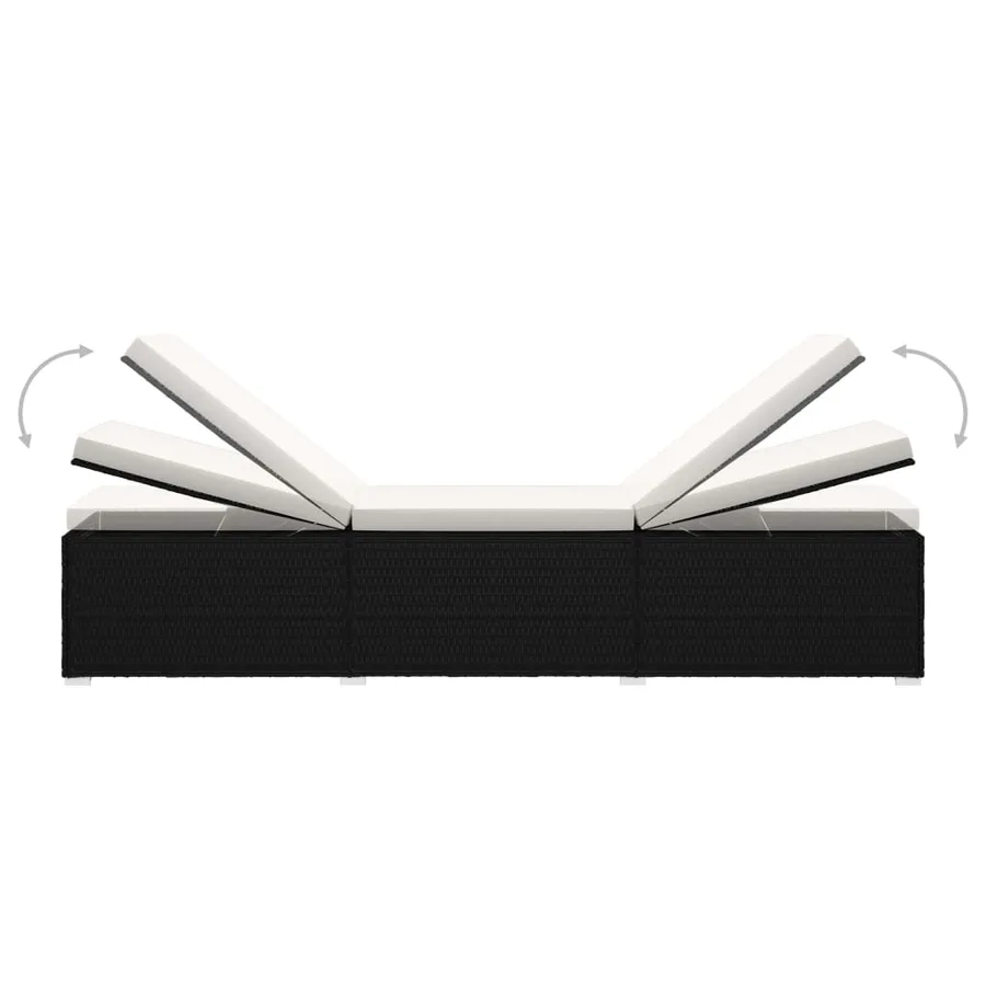 Chaise longue avec coussin et table à thé rotin Blanc crème - 7