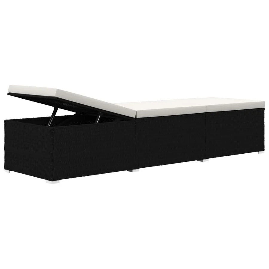 Chaise longue avec coussin et table à thé rotin Blanc crème - 8