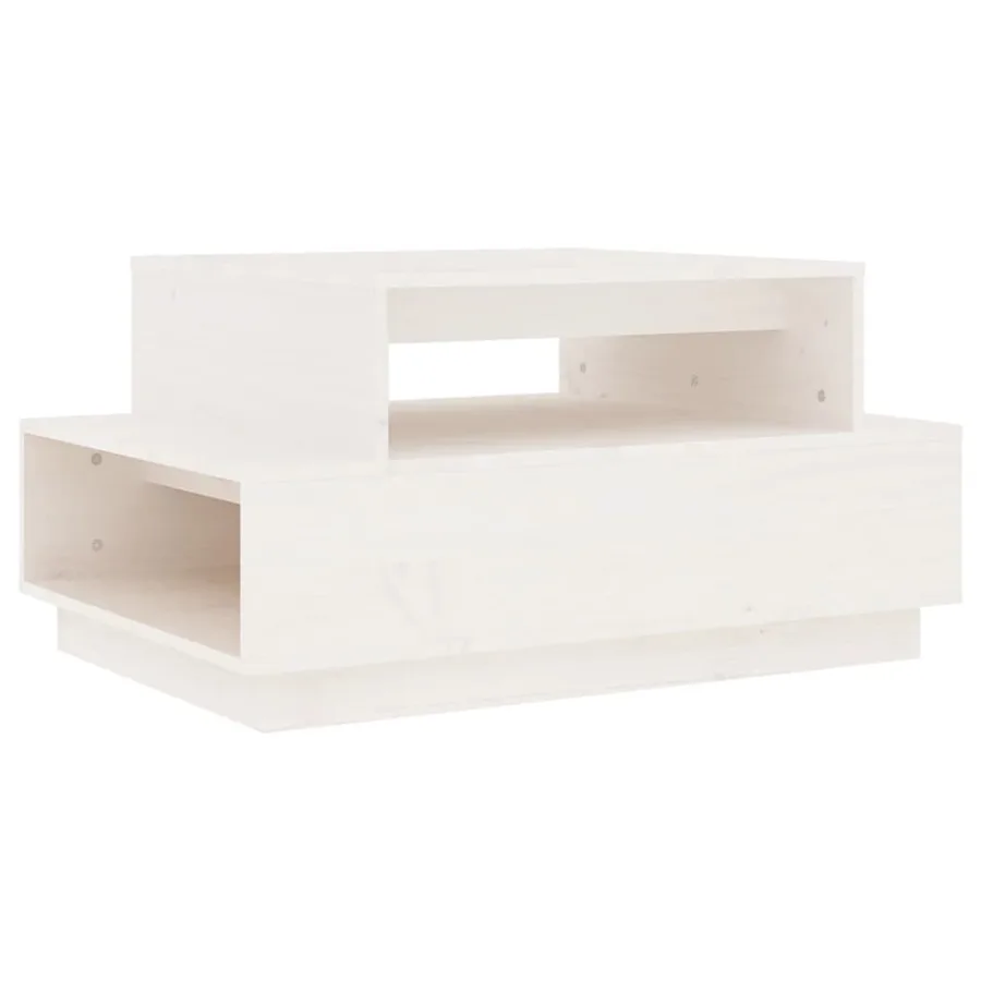 Table basse Blanc 80x55x40,5 cm Bois massif de pin - 2