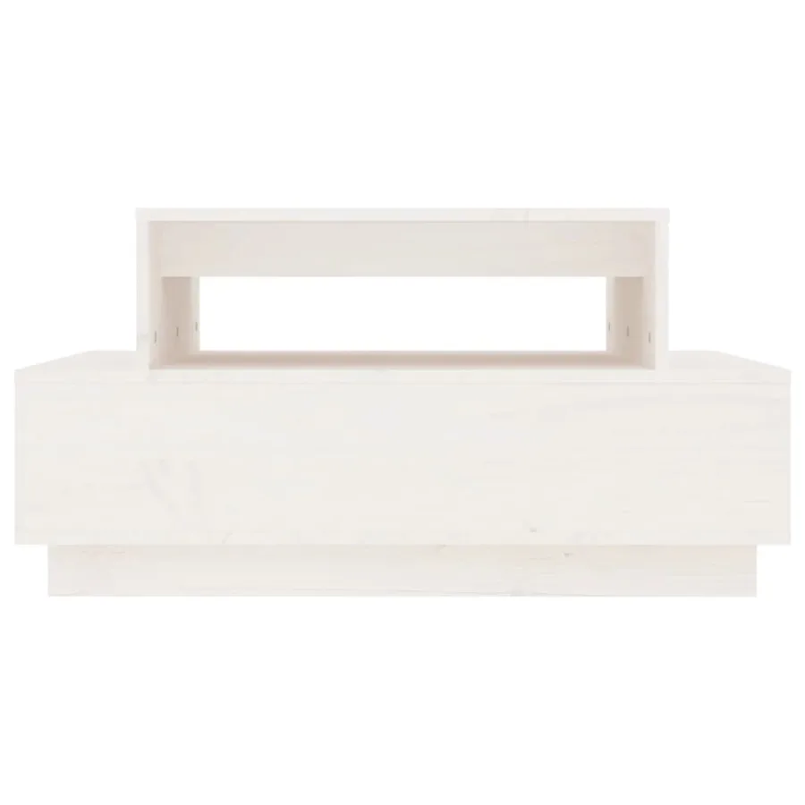 Table basse Blanc 80x55x40,5 cm Bois massif de pin - 5