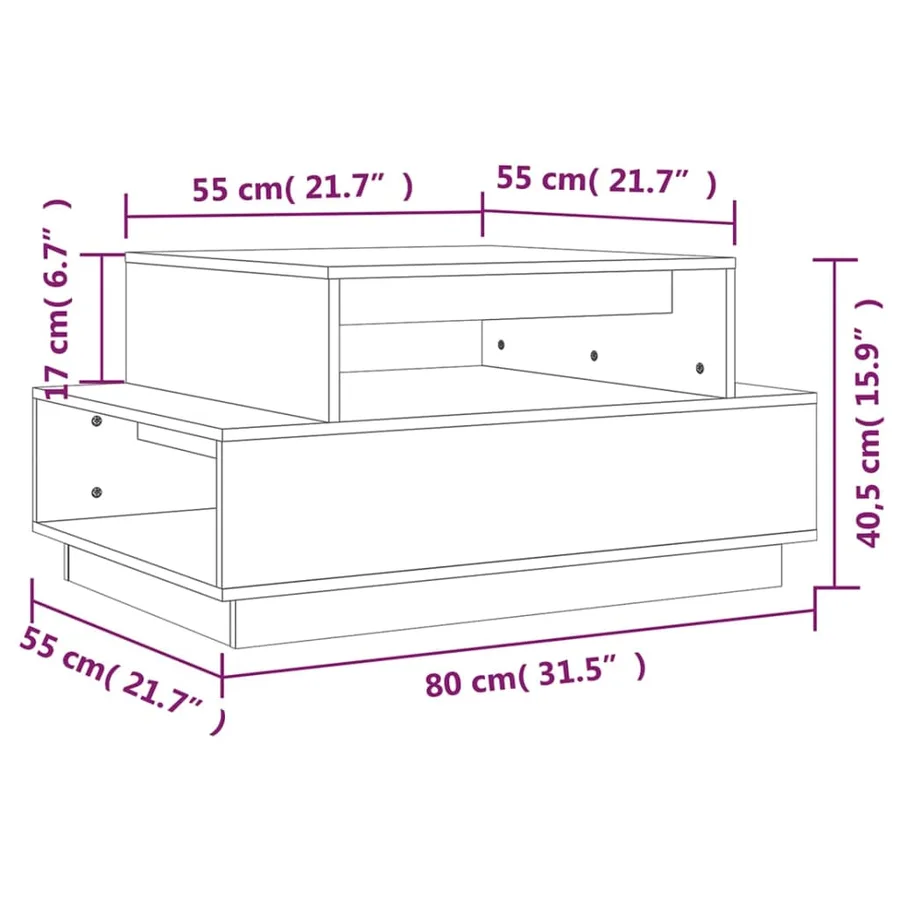 Table basse Blanc 80x55x40,5 cm Bois massif de pin - 8