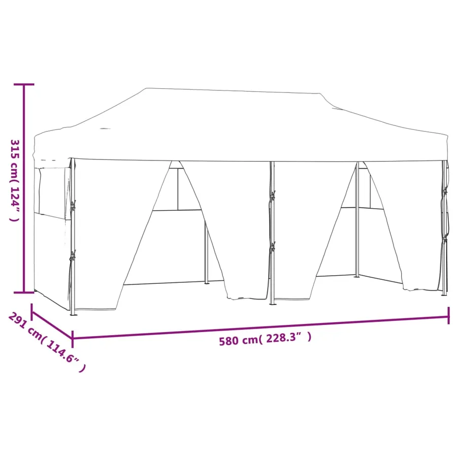 Tente de réception pliable avec 4 parois 3x6 m Acier Blanc - 11