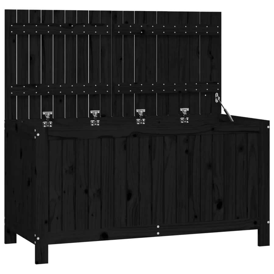 Boîte de rangement de jardin Noir 121x55x64 cm Bois massif pin - 2