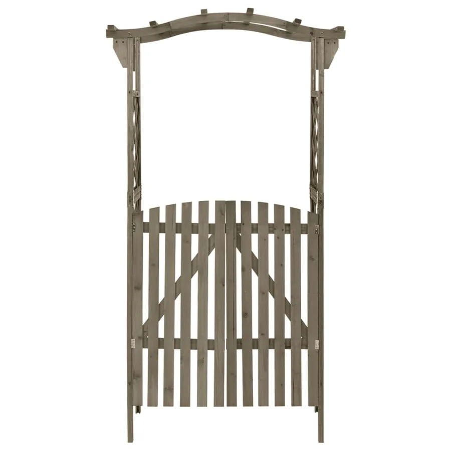 Pergola avec portail 116x40x204 cm Gris Bois de sapin massif - 2