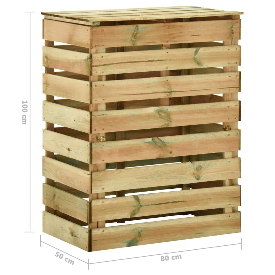 Composteur de jardin à lattes 80x50x100 cm Bois de pin imprégné - 8