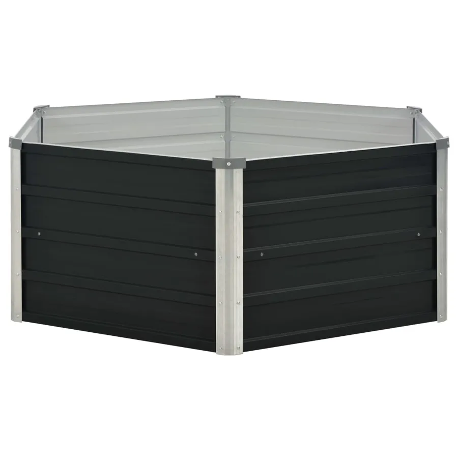 Jardinière surélevée Anthracite 129x129x45 cm Acier galvanisé - 3