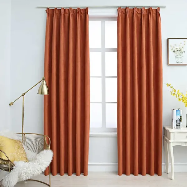 Rideaux occultants avec crochets 2 pcs Rouille 140x225 cm
