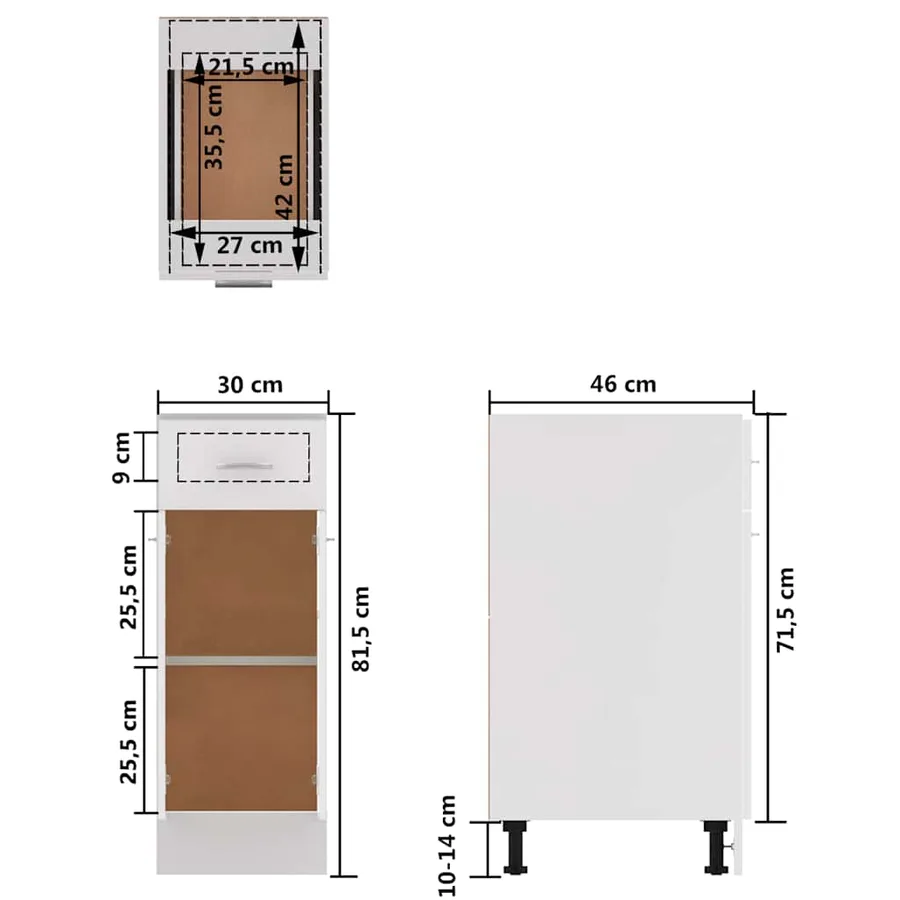 Meuble bas à tiroirs "Lyon" Blanc 30 x 46 x 81,5 cm Bois d'ingénierie - 12