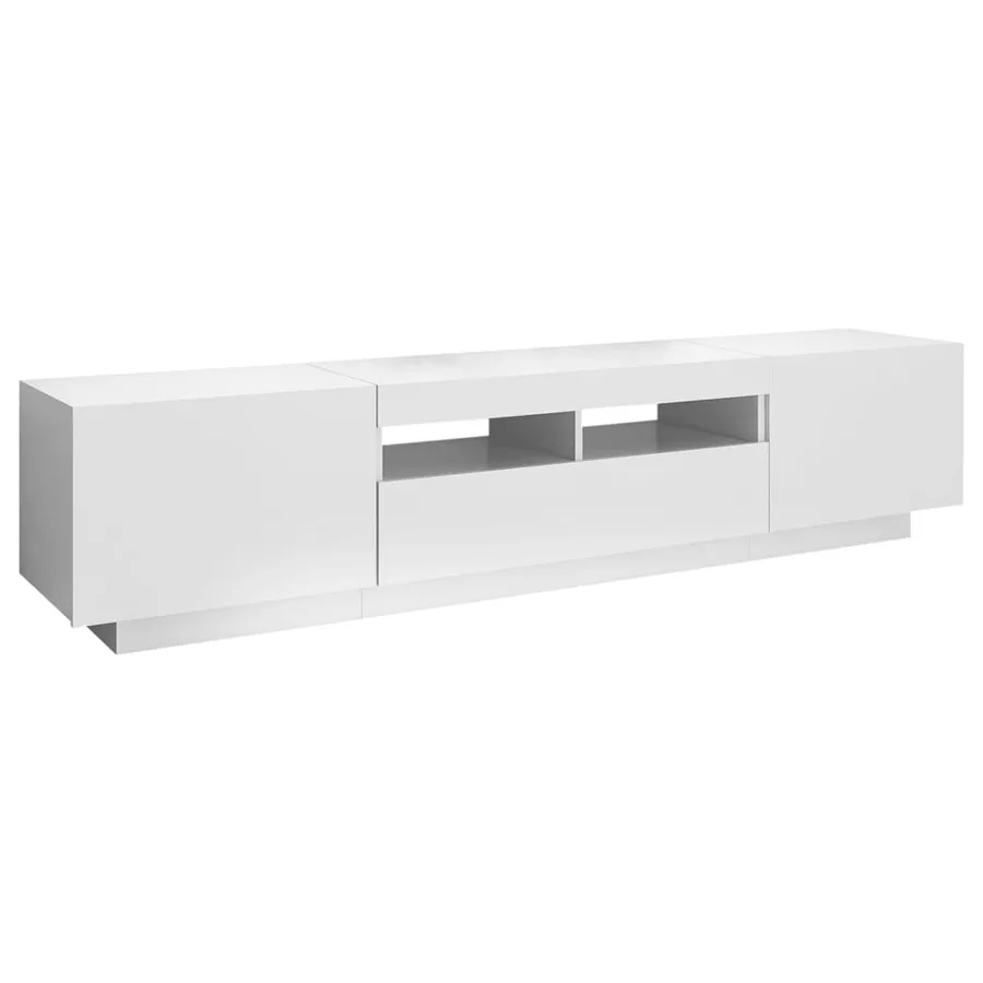 Meuble TV avec lumières LED Blanc 180x35x40 cm - 7