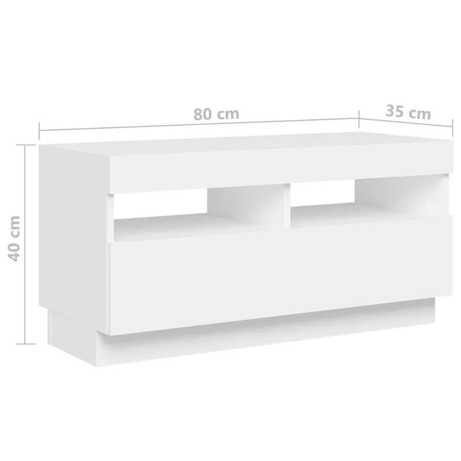 Meuble TV avec lumières LED Blanc 180x35x40 cm - 9