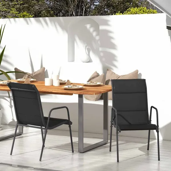 Chaises de jardin lot de 2 Acier et textilène Noir