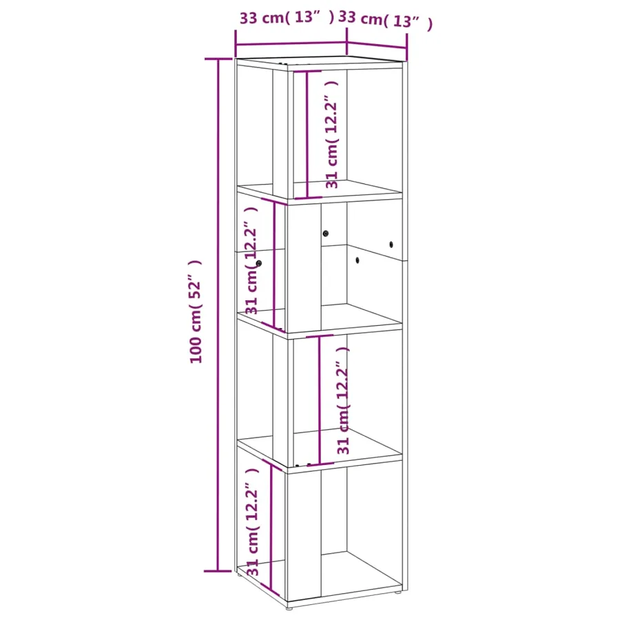 Armoire d'angle Blanc 33x33x132 cm Bois d’ingénierie - 9