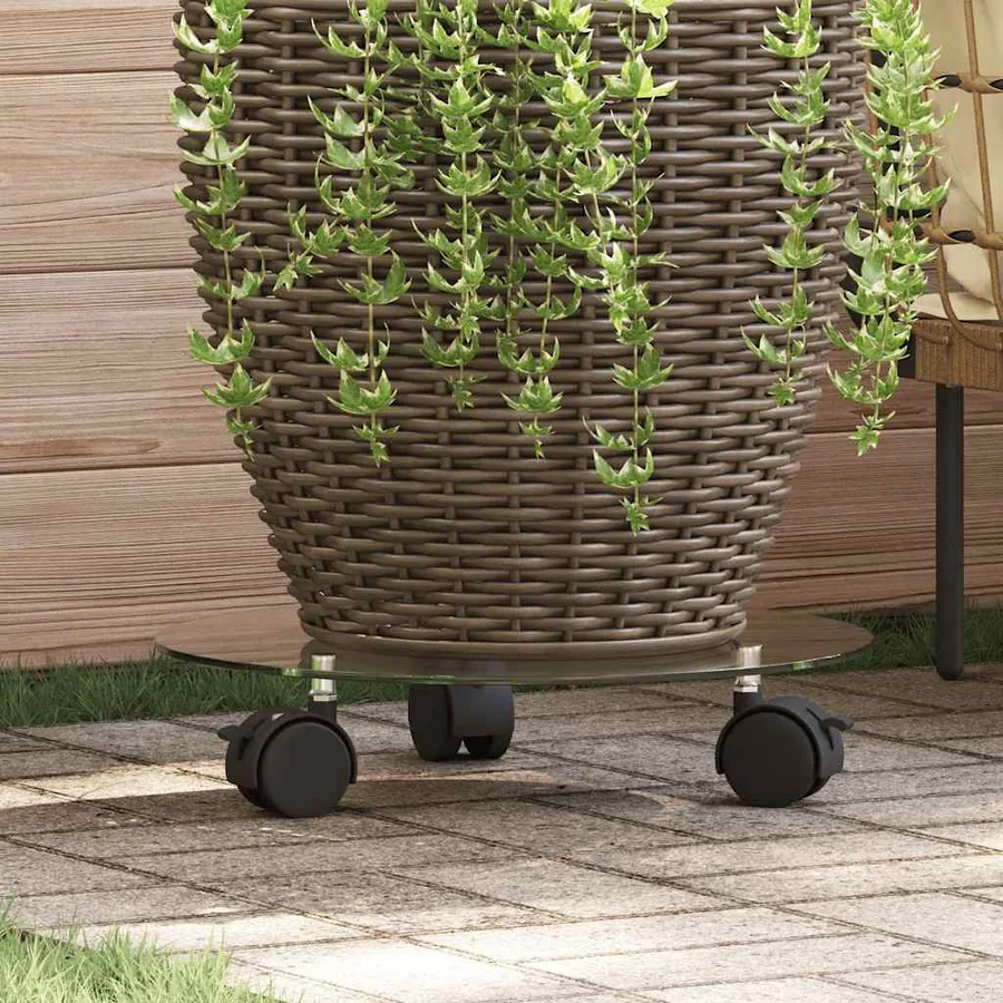 Porte-plantes roulant 2 pcs Verre trempé 28 cm Rond