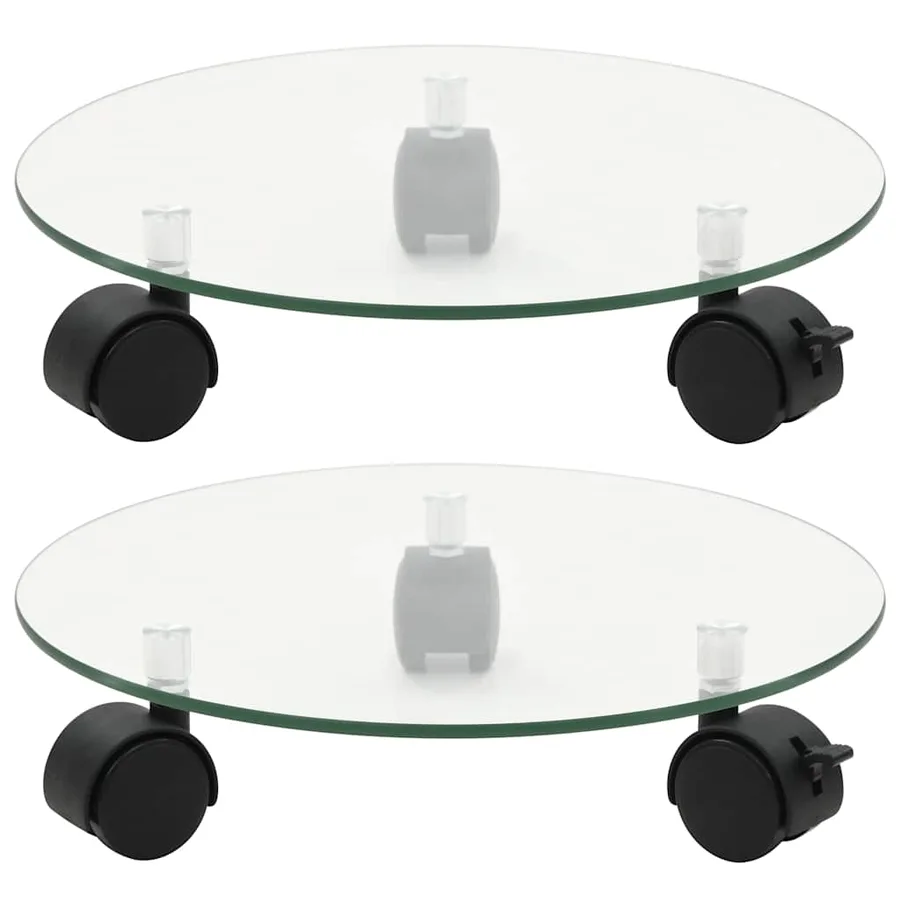 Porte-plantes roulant 2 pcs Verre trempé 28 cm Rond - 2