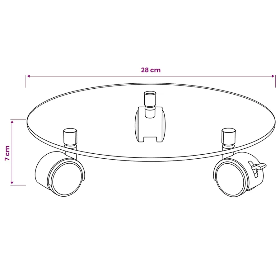 Porte-plantes roulant 2 pcs Verre trempé 28 cm Rond - 6