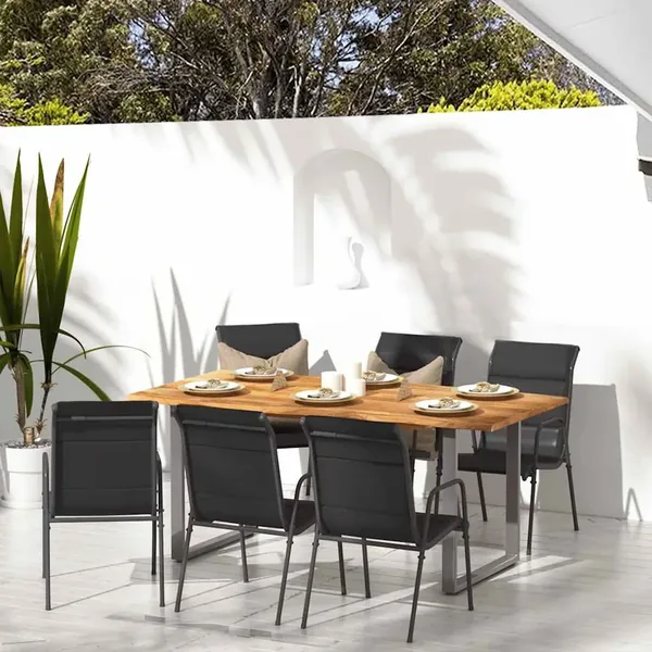 Chaises de jardin lot de 6 Acier et textilène Noir