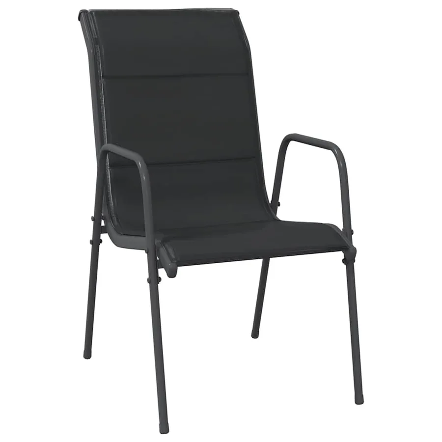 Chaises de jardin lot de 6 Acier et textilène Noir - 3