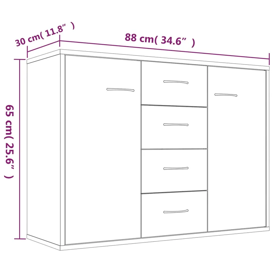 Buffet Chêne fumé 88x30x65 cm Bois d'ingénierie - 6