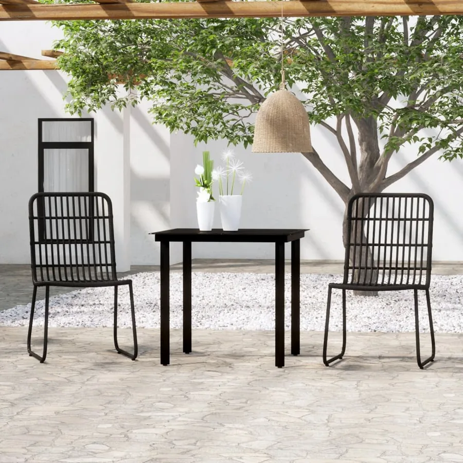 Ensemble à manger de jardin 3 pcs Noir