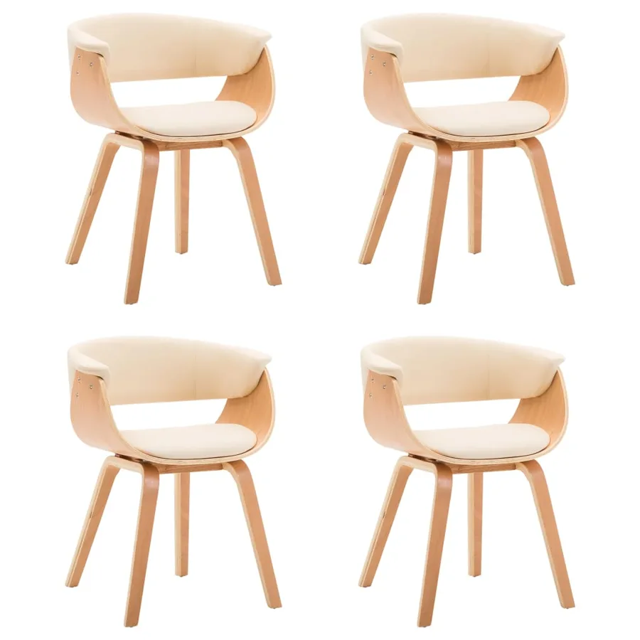 Chaises à manger lot de 4 crème bois courbé et similicuir - 2