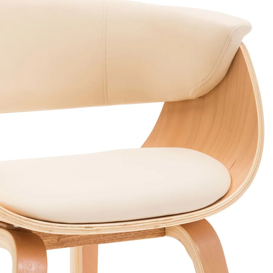 Chaise à manger crème bois courbé et similicuir - 5